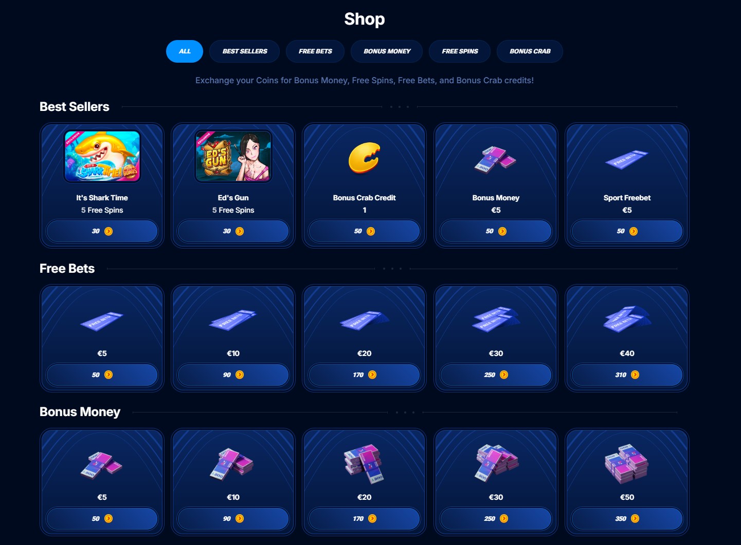 Boomerang Casino Bonus Shop